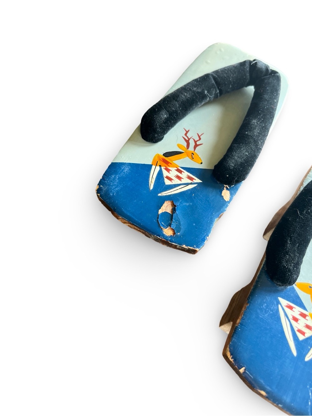 Vintage 1940s 1950s Japanese Wooden Geta Sandals Hand Painted Child Size “As Is” - Picture 4 of 7